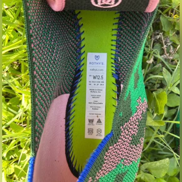 Rothy’s The Point sz 12.5 in Boticamo Green & Pink - Picture 4 of 5